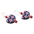 Ceramic dangle earrings, 'Moroccan Rhapsody' - Floral Blue and Red Ceramic Dangle Earrings from India