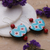Pendientes colgantes de cerámica - Pendientes colgantes florales de cerámica turquesa y roja de la India