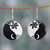 Ceramic dangle earrings, 'Unique Balance' - Handcrafted Ying & Yang Ceramic Dangle Earrings from India