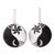 Ceramic dangle earrings, 'Unique Balance' - Handcrafted Ying & Yang Ceramic Dangle Earrings from India