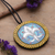Ceramic pendant necklace, 'My Fleur-De-Lis' - Painted Baroque-Inspired Floral Ceramic Pendant Necklace