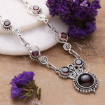 Garnet pendant necklace, 'Passionate Magic' - Traditional 4-Carat Natural Garnet Pendant Necklace