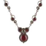 Garnet pendant necklace, 'Passionate Magic' - Traditional 4-Carat Natural Garnet Pendant Necklace