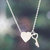 Sterling silver pendant necklace, 'Key to Your Love' - Heart and Key-Shaped Sterling Silver Pendant Necklace (image 2b) thumbail