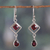 Garnet dangle earrings, 'Duchess' Passion' - One-Carat Natural Garnet Sterling Silver Dangle Earrings