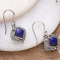 Pendientes colgantes de lapislázuli - Pendientes colgantes tradicionales de plata de ley y lapislázuli