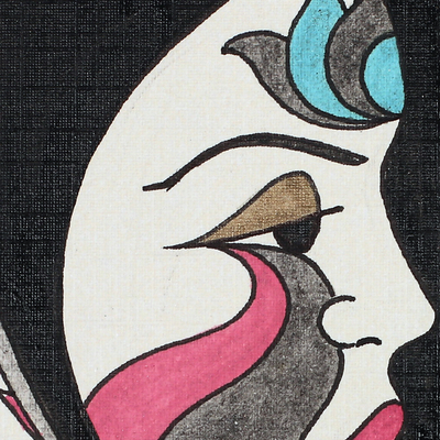 'Riddhi and Siddhi' - Signiertes expressionistisches hinduistisches Aquarell- und Acrylgemälde