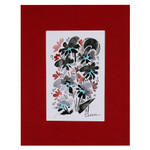 'Floral Fantasy II' - Impressionist Floral Black and Blue Watercolour Painting