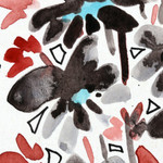 'Floral Fantasy II' - Impressionist Floral Black and Blue Watercolour Painting