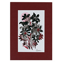 „Stadtblüten II“ – Blumenaquarellgemälde mit Passepartout im impressionistischen Stil