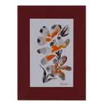 'Sunshine Blossom' - Impressionist Orange and Black Watercolour Flower Painting