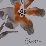 'Sunshine Blossom' - Impressionist Orange and Black Watercolour Flower Painting
