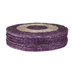 Natural fiber placemats, 'Wine Aura' (set of 6) - Set of Six Handwoven Round Purple Natural Fiber Placemats