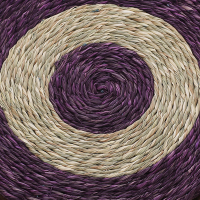 Natural fiber placemats, 'Wine Aura' (set of 6) - Set of Six Handwoven Round Purple Natural Fiber Placemats