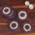Posavasos de fibras naturales, (juego de 6) - Conjunto de seis posavasos de fibra natural púrpura redondos tejidos a mano