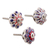 Ceramic knobs, 'Fantasy Spring' (set of 9) - Set of 9 Floral Blue and Red Ceramic Knobs from India
