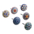 Pomos de cerámica (juego de 6) - Juego de 6 pomos de cerámica pintados a mano estilo azulejo marroquí