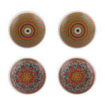 Ceramic knobs, 'Moroccan Style' (set of 10) - 10 Hand-Painted Ceramic Knobs with Moroccan-Style Designs