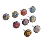 Ceramic knobs, 'Moroccan Glory' (set of 9) - 9 Hand-Painted Ceramic Knobs with Moroccan-Style Motifs
