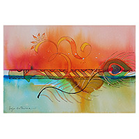 „Morgengebete“ – Expressionistische Aquarell- und Acrylmalerei im hinduistischen Stil
