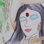 'Devotion' - Signed Green and Yellow Watercolour and Acrylic Painting