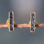 Gold-plated clear quartz stud earrings, 'Victorious Bliss' - 18k Gold-Plated Rectangular Clear Quartz Stud Earrings