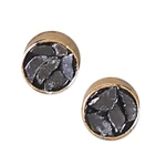 Gold-plated clear quartz stud earrings, 'Victorious Moon' - 18k Gold-Plated Round Natural Clear Quartz Stud Earrings