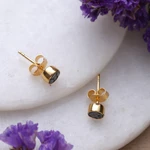 Gold-plated clear quartz stud earrings, 'Victorious Moon' - 18k Gold-Plated Round Natural Clear Quartz Stud Earrings