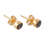 Gold-plated clear quartz stud earrings, 'Victorious Moon' - 18k Gold-Plated Round Natural Clear Quartz Stud Earrings
