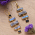 Gold-plated labradorite and onyx dangle earrings, 'Steps to Light' - Gold-Plated 4-Carat Labradorite and Onyx Dangle Earrings (image 2b) thumbail