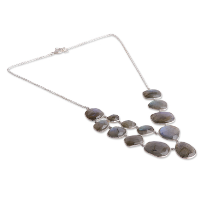 Labradorite pendant necklace, 'Luxurious Evening' - 116-Carat Faceted Checkerboard Labradorite Pendant Necklace