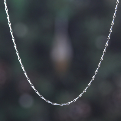 Sterling silver chain necklace, 'Modern Bonds' - High-Polished Sterling Silver Wheat Chain Necklace