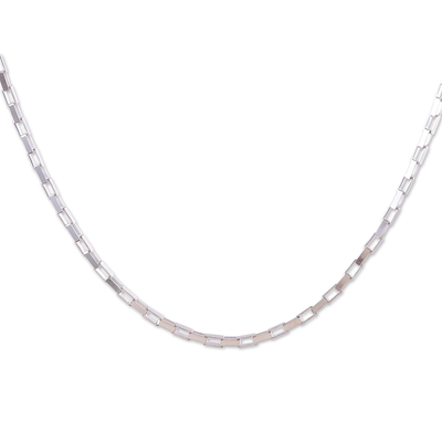 Sterling silver chain necklace, 'Metropolitan Bonds' - High-Polished Sterling Silver Box Chain Necklace