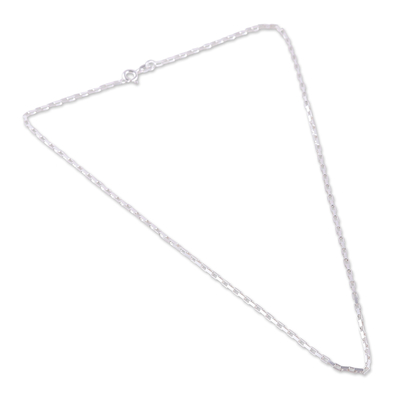 Sterling silver chain necklace, 'Metropolitan Bonds' - High-Polished Sterling Silver Box Chain Necklace