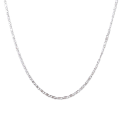 Sterling silver chain necklace, 'Futuristic Bonds' - High-Polished Sterling Silver Mariner Chain Necklace