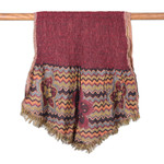 Embroidered wool scarf, 'Sacred Blooming' - Floral Embroidered Colorful Burgundy 100% Wool Scarf
