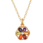 Gold-plated multi-gemstone chakra necklace, 'Golden Energy Bloom' - 22k Gold-Plated Floral Multi-Gemstone Chakra Necklace