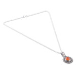 Carnelian pendant necklace, 'Soiree Charm' - Natural Carnelian and Sterling Silver Pendant Necklace