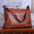 Leather shoulder bag, 'Chocolate Gracefulness' - 100% Chocolate Leather Zippered Adjustable Shoulder Bag