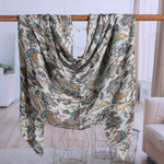 Wool and silk blend shawl, 'Kashmir Paradise' - Classic Printed Sage-Toned Wool and Silk Blend Shawl