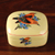 Dekorative Pappmaché-Box „Our Summer“ – bemalte gelbe Pappmaché-Dekorationsbox mit Vogelmotiv