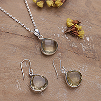 Quartz jewelry set, 'Sparkling Princess' - Quartz Sterling Silver Necklace and Earrings Jewelry Set