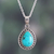 Reconstituted turquoise pendant necklace, 'Azure Drop' - Silver Pendant Necklace with Drop Reconstituted Turquoise