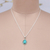 Reconstituted turquoise pendant necklace, 'Azure Drop' - Silver Pendant Necklace with Drop Reconstituted Turquoise