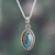 Reconstituted turquoise pendant necklace, 'Chic Fascination' - Silver Pendant Necklace with Oval Reconstituted Turquoise