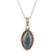 Reconstituted turquoise pendant necklace, 'Chic Fascination' - Silver Pendant Necklace with Oval Reconstituted Turquoise