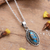 Reconstituted turquoise pendant necklace, 'Chic Fascination' - Silver Pendant Necklace with Oval Reconstituted Turquoise