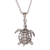 Collar colgante de plata de ley - Collar con colgante de plata de ley con temática de tortuga pulida
