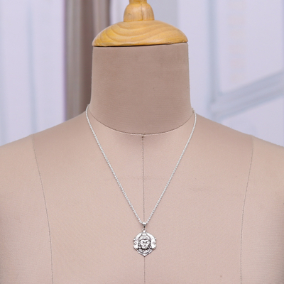 Halskette mit Anhänger aus Sterlingsilber, „Trimukhi Hanuman“ – Traditionelle Halskette mit Hanuman-Anhänger aus Sterlingsilber