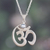 Cultured pearl pendant necklace, 'Shine of Om' - High-Polished Om Grey Cultured Pearl Pendant Necklace